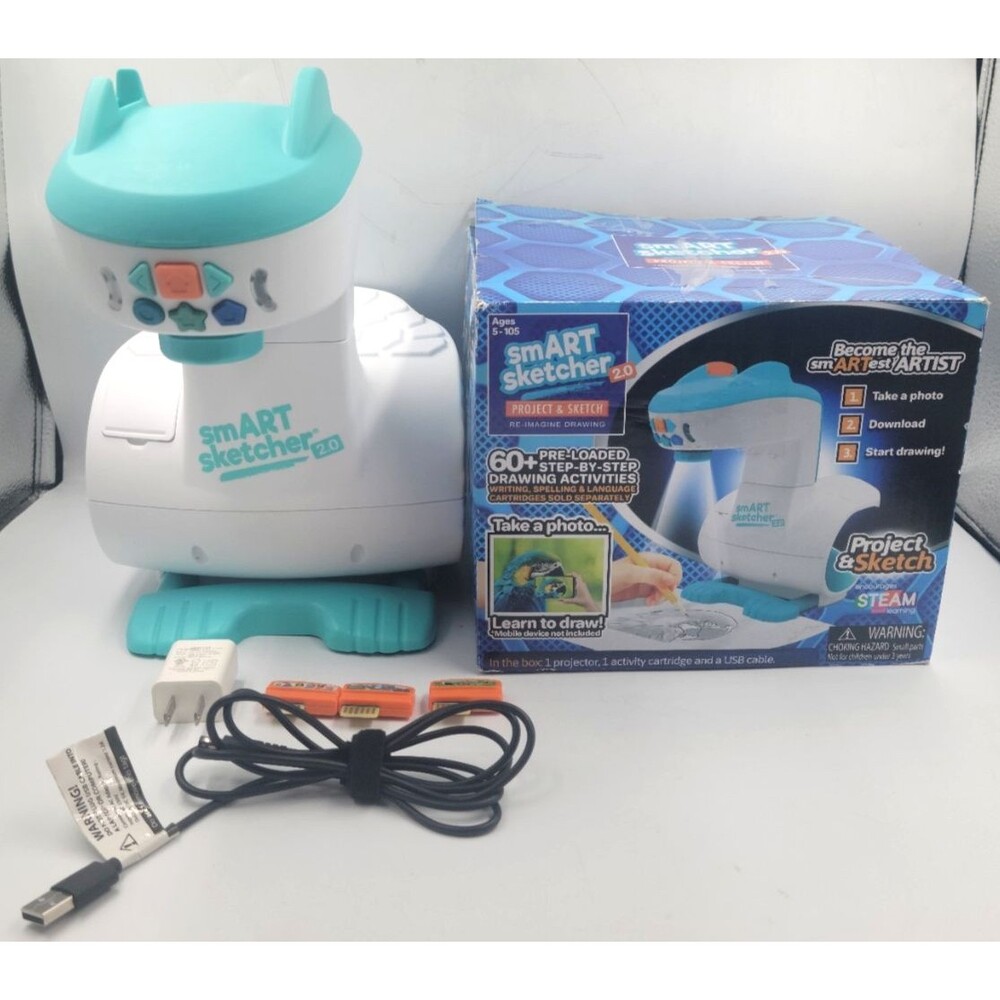 Smart Sketcher Projector 2.0  Learn to Draw Projector w/ cord and 3 Cartridges